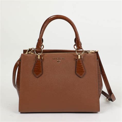 michael michael kors md satchel leather sale|Michael Kors opened satchel purse.